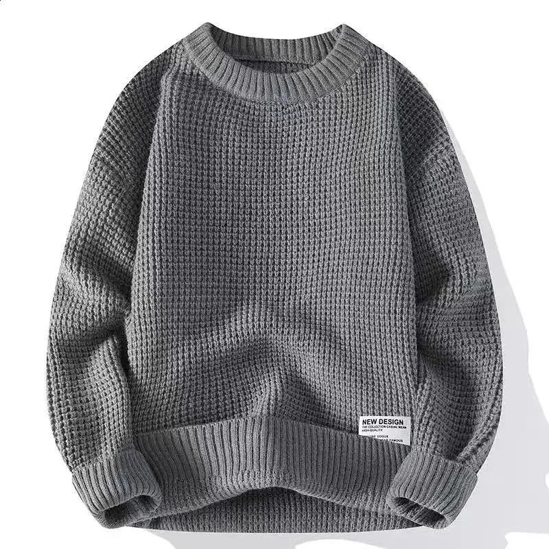 Knitwear loose fitting Korean clothing round neck pull-out mens Crewneck Y2k jumper streetwear mens knitted sweater 241018