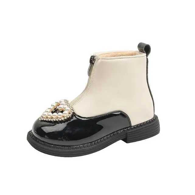 Boots Childrens fashion boots girls Rhinestone princess leather boots breathable childrens sports snow shoes 2024 winter new snow shoes H241018