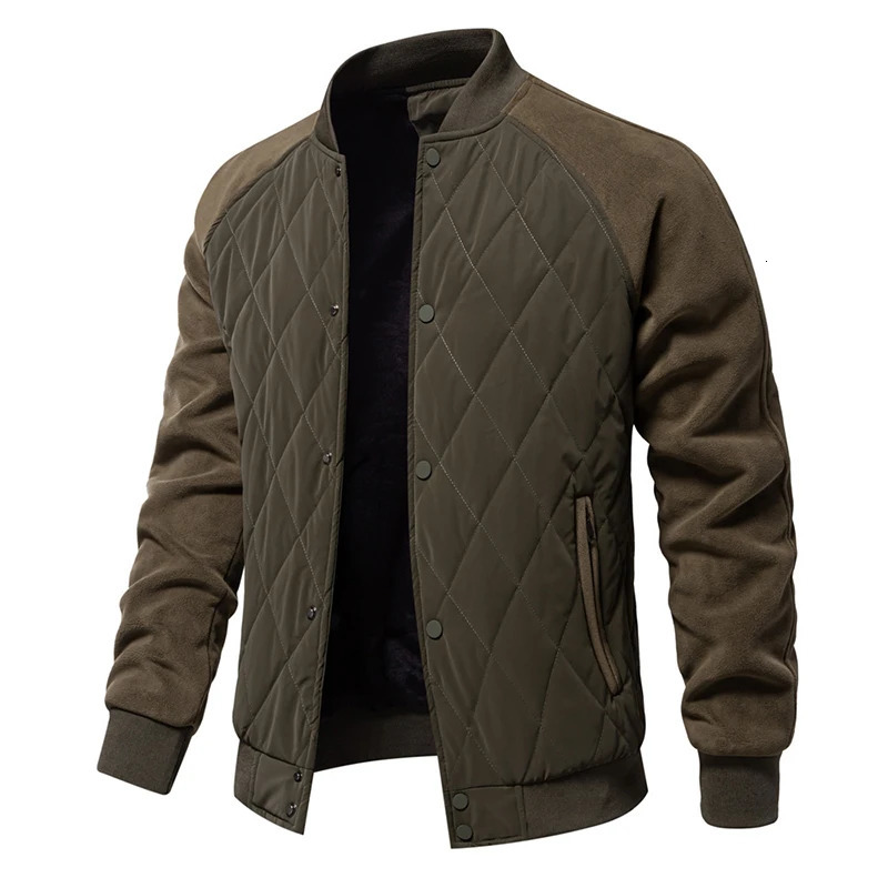 Winter Warm Padded Cotton Jackets Mens Fashionable Patchwork Fleece Jacket Streetwear Men Autumn Casual Stand Collar Outerwear 241018