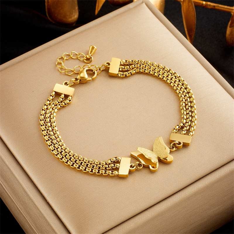 Non Tarnish Zircon Diamond Wristband Bangle Cuff Designer Jewelry Charm Cuban Chain iced out Square Heart Butterlfy Beads Stack Bracelets for Woman Fi