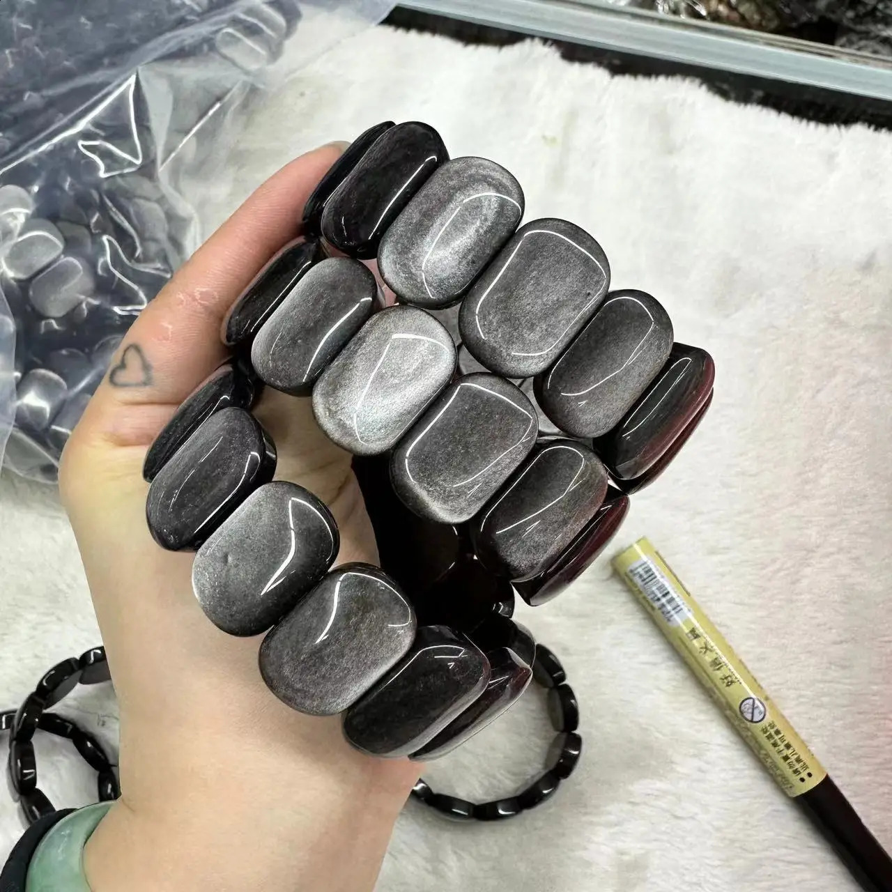 Natural silver obsidian bracelet crystal spiritual therapy high-quality gemstones fashion jewelry Christmas gift wholesale 241017