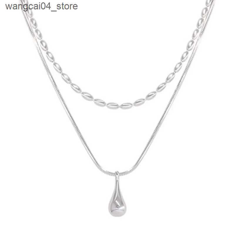 Chokers New 925 sterling silver double-layer necklace exquisite geometric shape pendant necklace birthday party gift ladies exquisite jewelry L240910