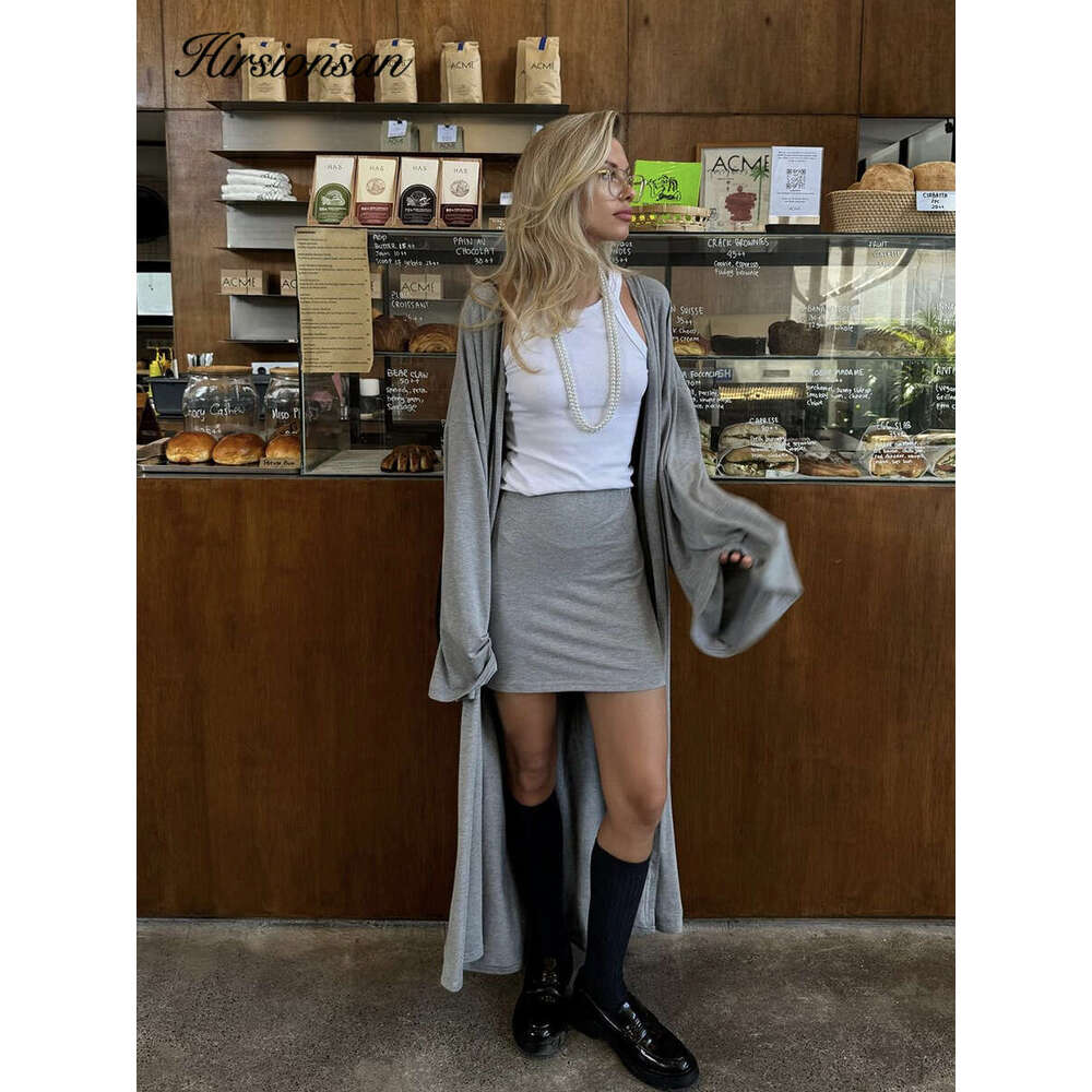 Hirsionsan Modal Soft Loose Sets Women Casual Two Or Three Pieces Long Sleeve Cardigan & High Waist Dresses Outfits Tracuit