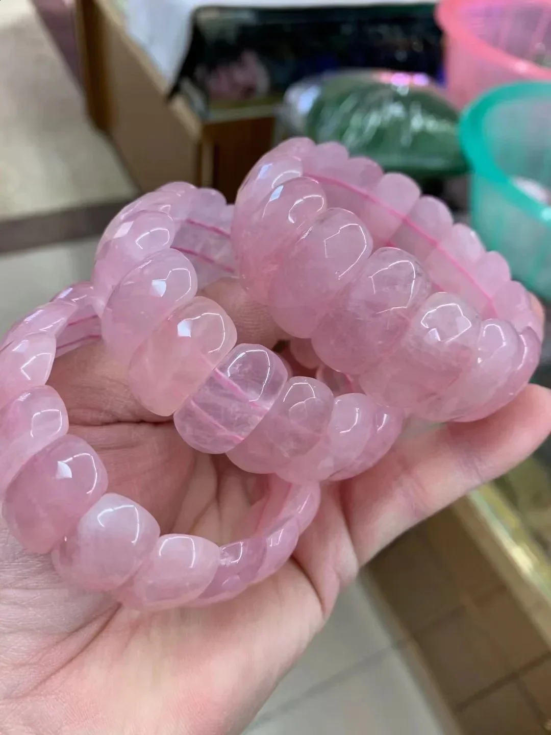 Natural Madagascar rose quartz bead bracelet gemstone charm bracelet womens exquisite jewelry wholesale 241018