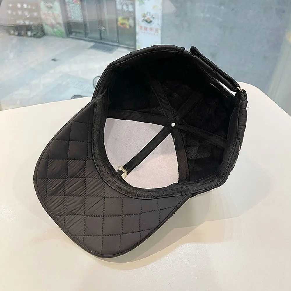 Winter Down Cotton Plaid Warm Baseball Cap Embroidery C-Letter Casual Simple Hats for Women Snapback Hat Female Hip Hop CapX241018