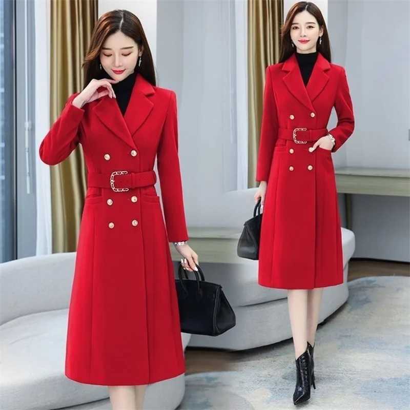 Fashion New woolen Coat Temperament Womens Long Autumn and Winter Thickened New Fashion Slim Loose Polo Collar Woolen OutcoatX241009