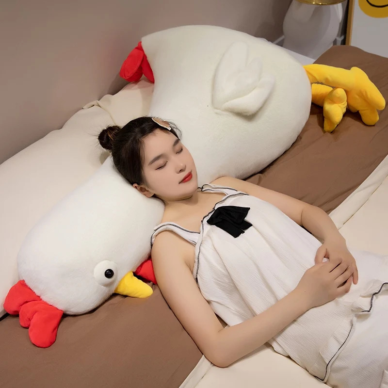 60-140CM Giant Chicken Plush Toy Stuffed Animal Gift Sleep Long Pillow Doll Pet Home Decoration Pregnant Mother Birthday Gift 241018