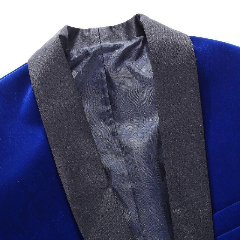 Velvet Men Suits For Prom Singer Club 2 Pieces Custom Wedding Groomsmen Tuxedo Formal Male Fashion Clothes Blazer With Pants