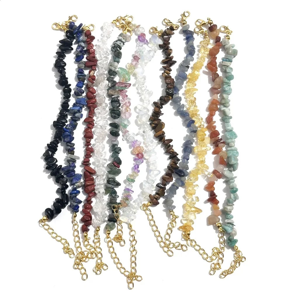 20 pieces of natural gemstone bracelets irregular crystal elastic chips bead beads bead bracelets quartz wristbands 241018