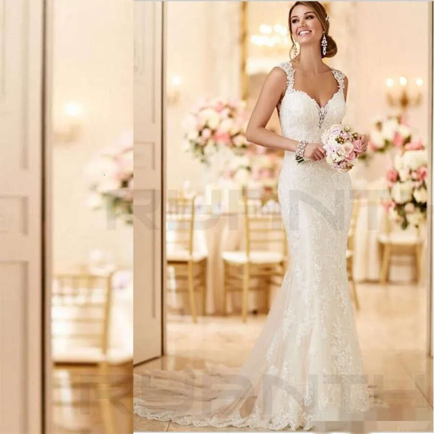 Backless Mermaid Dresses Newest Lace Applique Sweetheart Necke With Straps Hollow Back Custom Made Wedding Bridal Gowns
