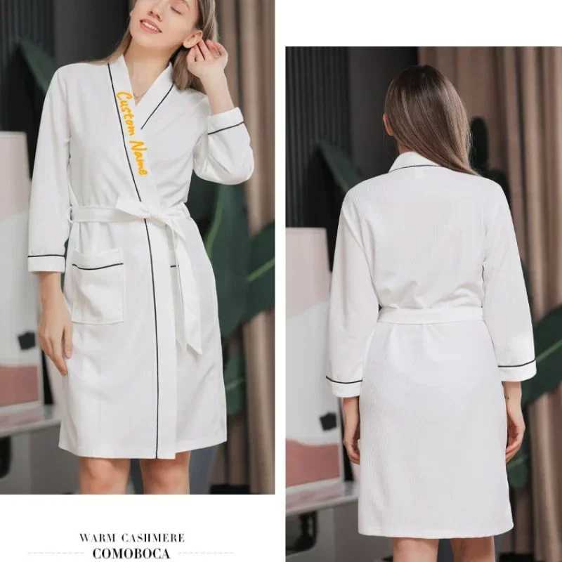 Custom Lover Birthday Gift Long Sleeve Solid Kimono Unisex Lovers Same Style Bath Robe Home Nightrobe Sleepwear Hotel BathrobeXJ241018
