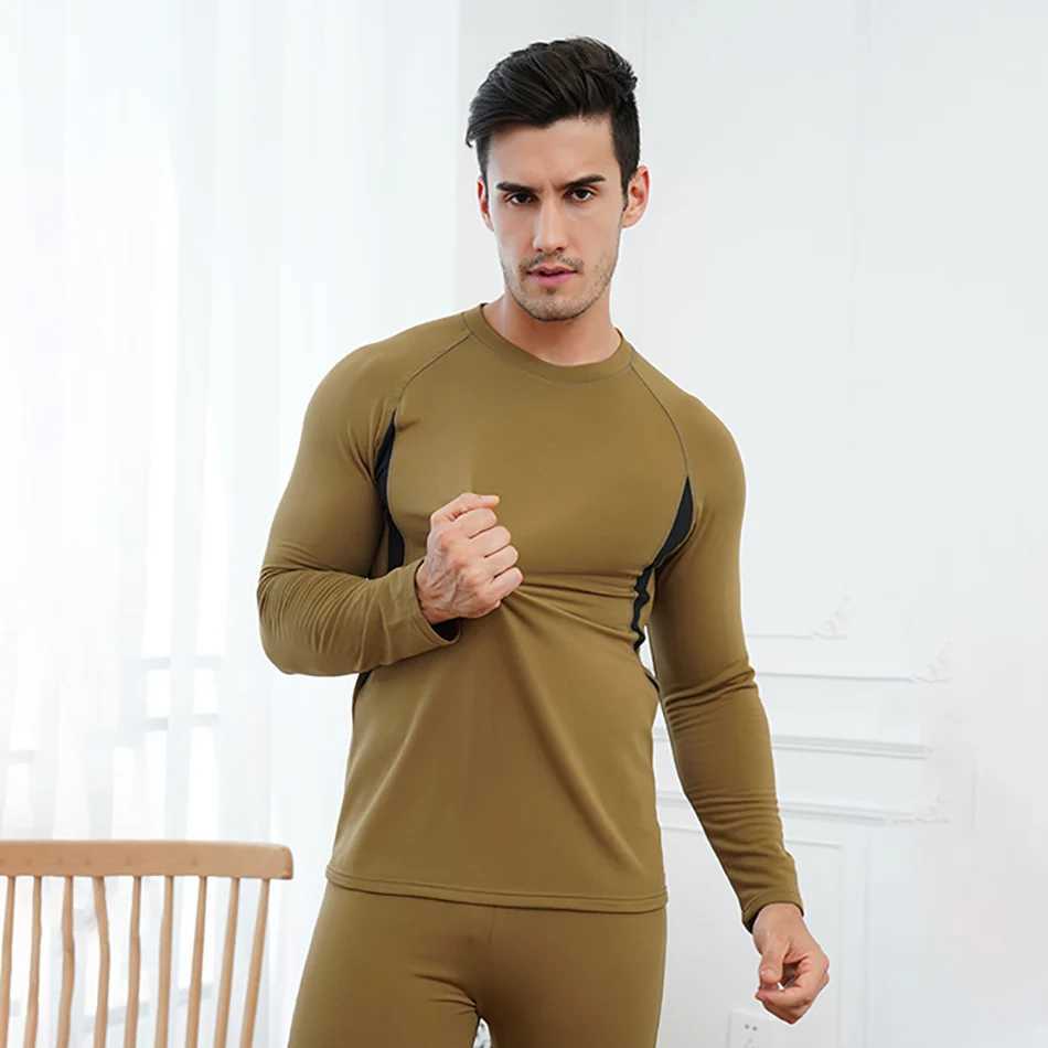 Mens Thermal Underwear 2pieceset tactical uniform winter hot underwear set outdoor quick drying tactical long compression fitness suit 2024 new mode Y