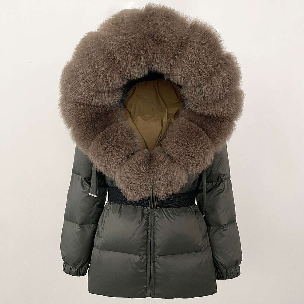 2024 Winter Puffer Women Hooded Thick Warm White Duck Down Coat Female Parkas Waterproof Real Fox Fur Jacket