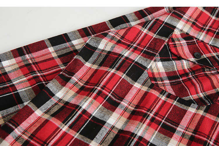 shanshi Men's shirts American high street denim collar checked shirt men's spring and autumn loose casual versatile couple long sleeved stud
