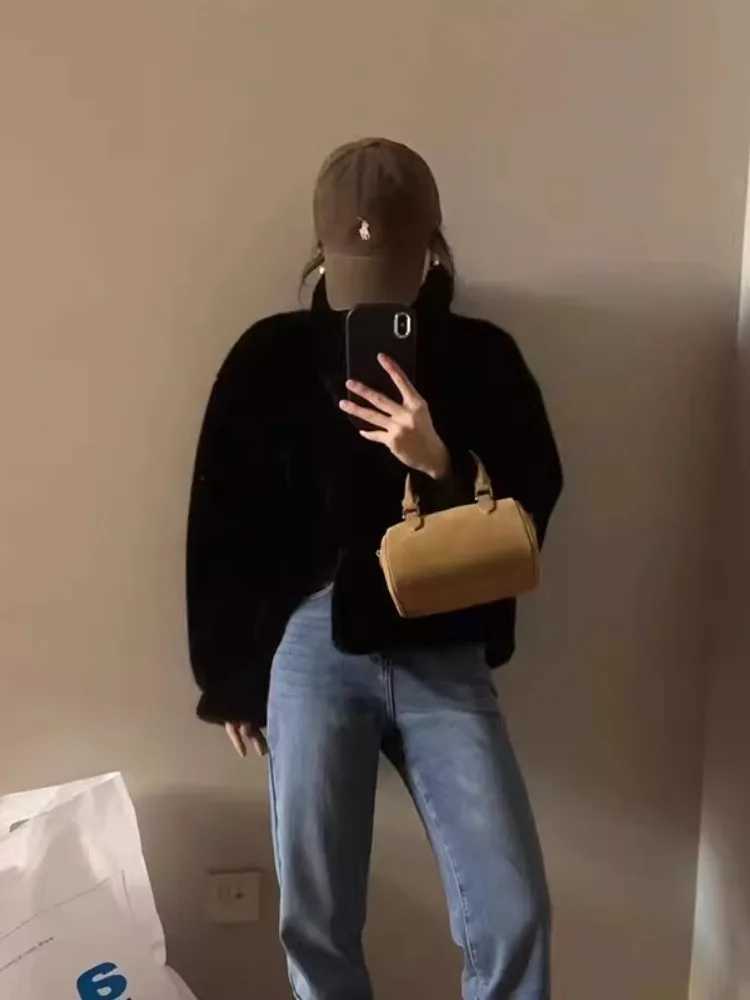 Mink Fur One-Piece Coat For WomenS Winter New Style Stand Up Collar Thickened Environmentally Friendly Fur Short Plush TopX241018