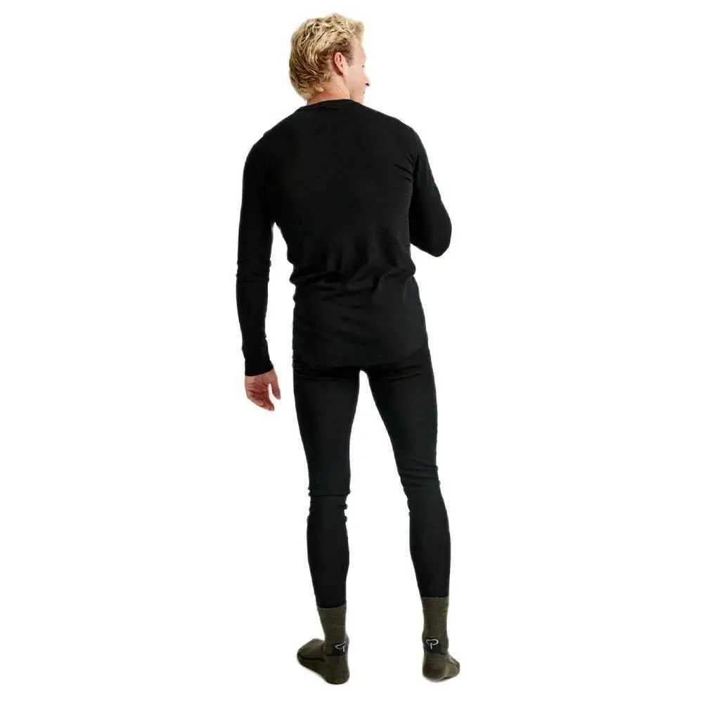Men's Thermal Underwear Mens Merino Wool Base Set 160G One Layer 55% Merino Wool Hot Underwear Set Mens Top+Bottom Long Johns Warmth and Odor Pre