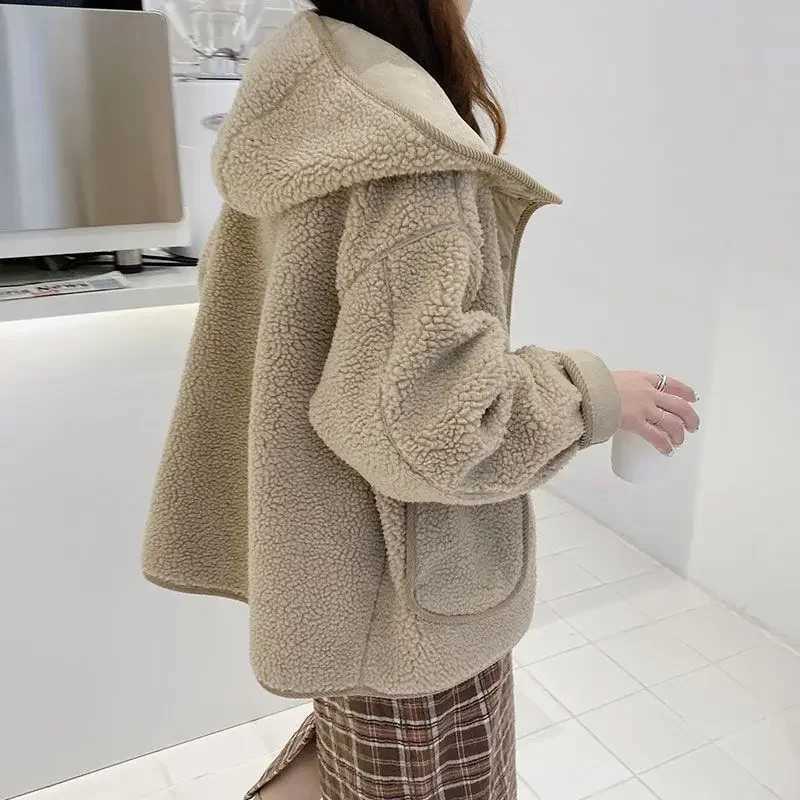 Lambhair Women Thick Coats Korean Zipper Cute Loose Fleece Jackets Autumn Winter Casual Jacket A Line 2024 Sweet JacketX241018