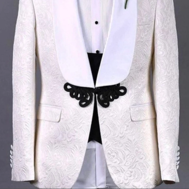 Floral Pattern Men Suits Slim Fit Wedding Groom Tuxedo For Dinner 3 Pieces Formal Blazer with Black Pants Vest 2024