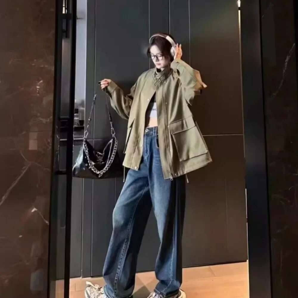 High Street Stand Collar Casual Trench Coat For Women Commuter Loose Short Spring Age Reduction Jacket Toog Clothing