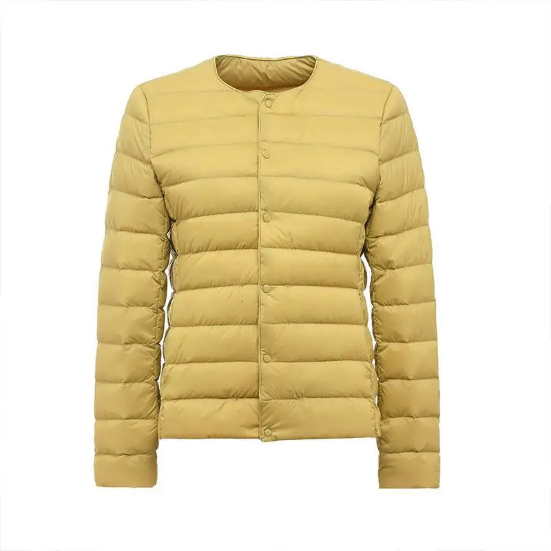 Women Spring Jacket 2023 New Arrival Korean Slim Fit Warm Er Coat Ultralight Collarless Female 90% White Duck Down Parka