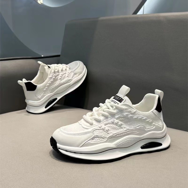 Summer mesh for men, breathable hollow running comfortable soft sole, student trendy shoes, thin mesh, versatile white shoes