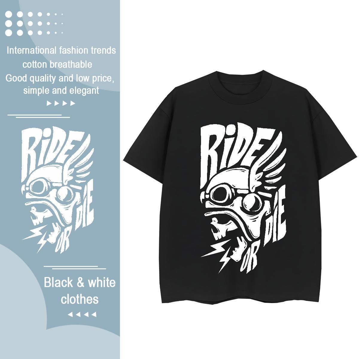 Casual New T shirt 230g Cotton Breathable Outdoor skull Tshirt for Man Woman Brand Anime Oversized Tops