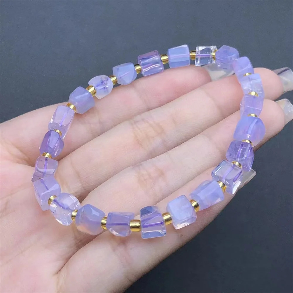 1 piece of Fengbaowu natural purple jade quartz bracelet irregular shaped beads spiritual healing stone jewelry 241018
