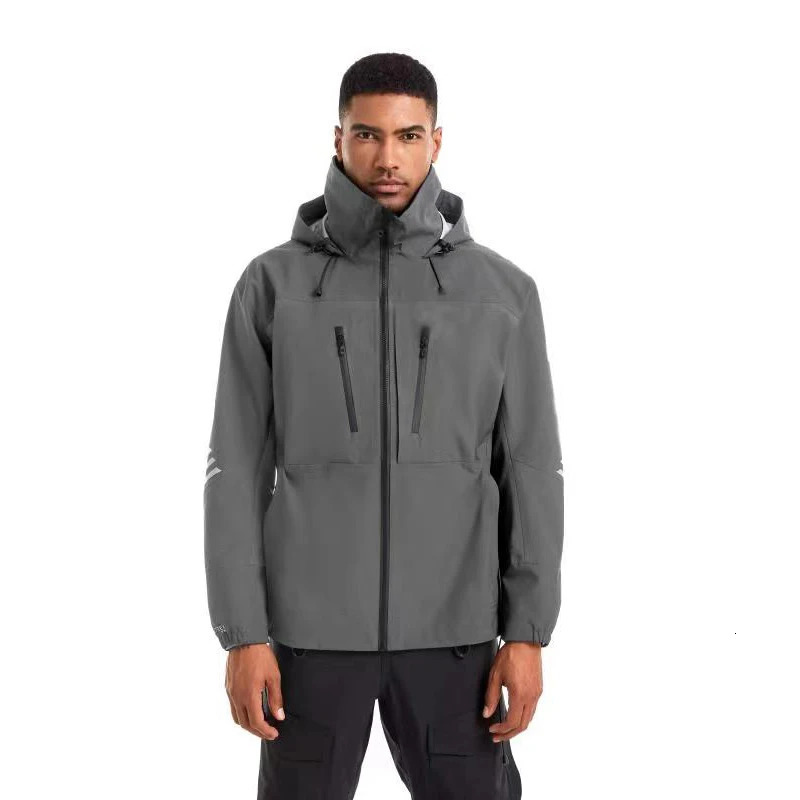 Mens Waterproof Pro Dry Fishing Jacket Breathable Outwear Seafaring with Hidden Hat 241018