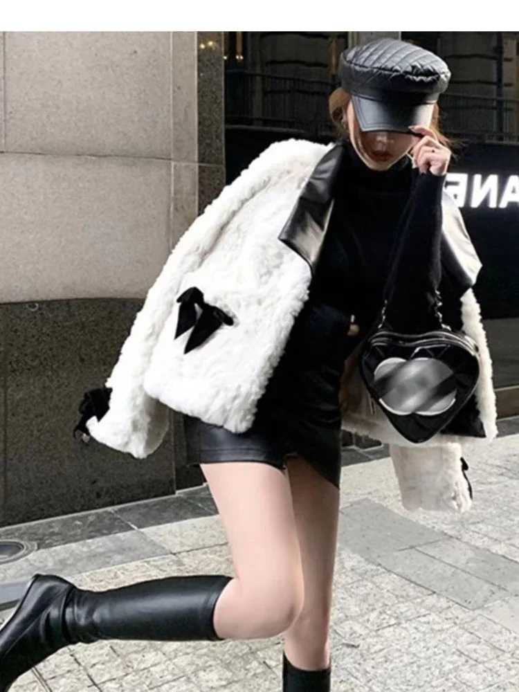 2024 Autumn and Winter Fashion New Womens Socialite Style Faux Fur Coat with Warm Collar and Short Fake Rabbit Fur JacketX241018