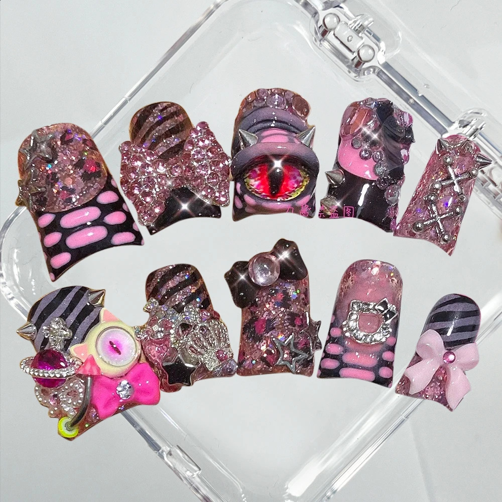 Fashion Euro-american Style false Nails Creative Gradient Spice Girl Y2K Five-pointed Star Artifical Full Cover Nail Tips 241017