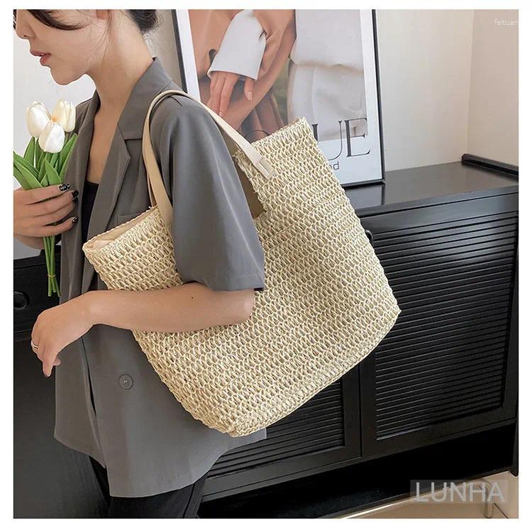2025 new totes womens shoulder bags large capacity tophandle handbag hollow paper straw woven bag simple casual zhanyishengli