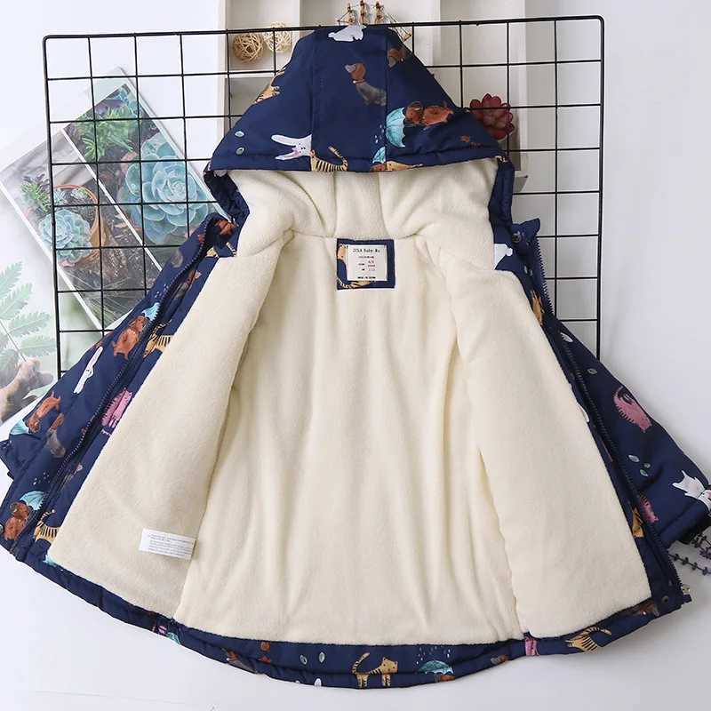 Raise Autumn Winter Baby Girl Parkas Animal Printed Windproof Wool Warm Childrens Coat M241018