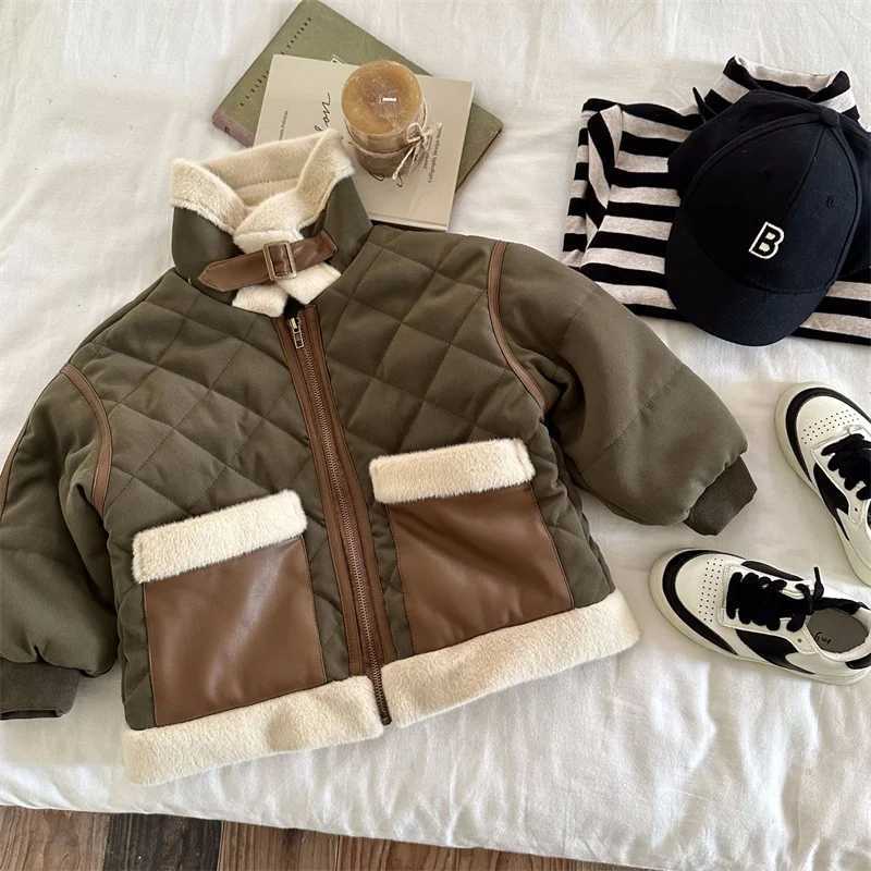 Boys cotton jacket windproof jacket plush winter autumn thick warm cotton Christmas gift childrens clothing M241018