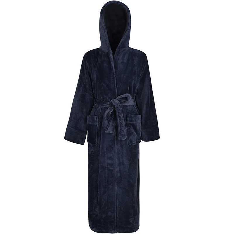 Men Plus Size Long Warm Flannel Bathrobe Winter Hooded Coral Fleece Bath Robe Men Night Sleepwear Women Dressing Gown Sexy RobesXJ241018