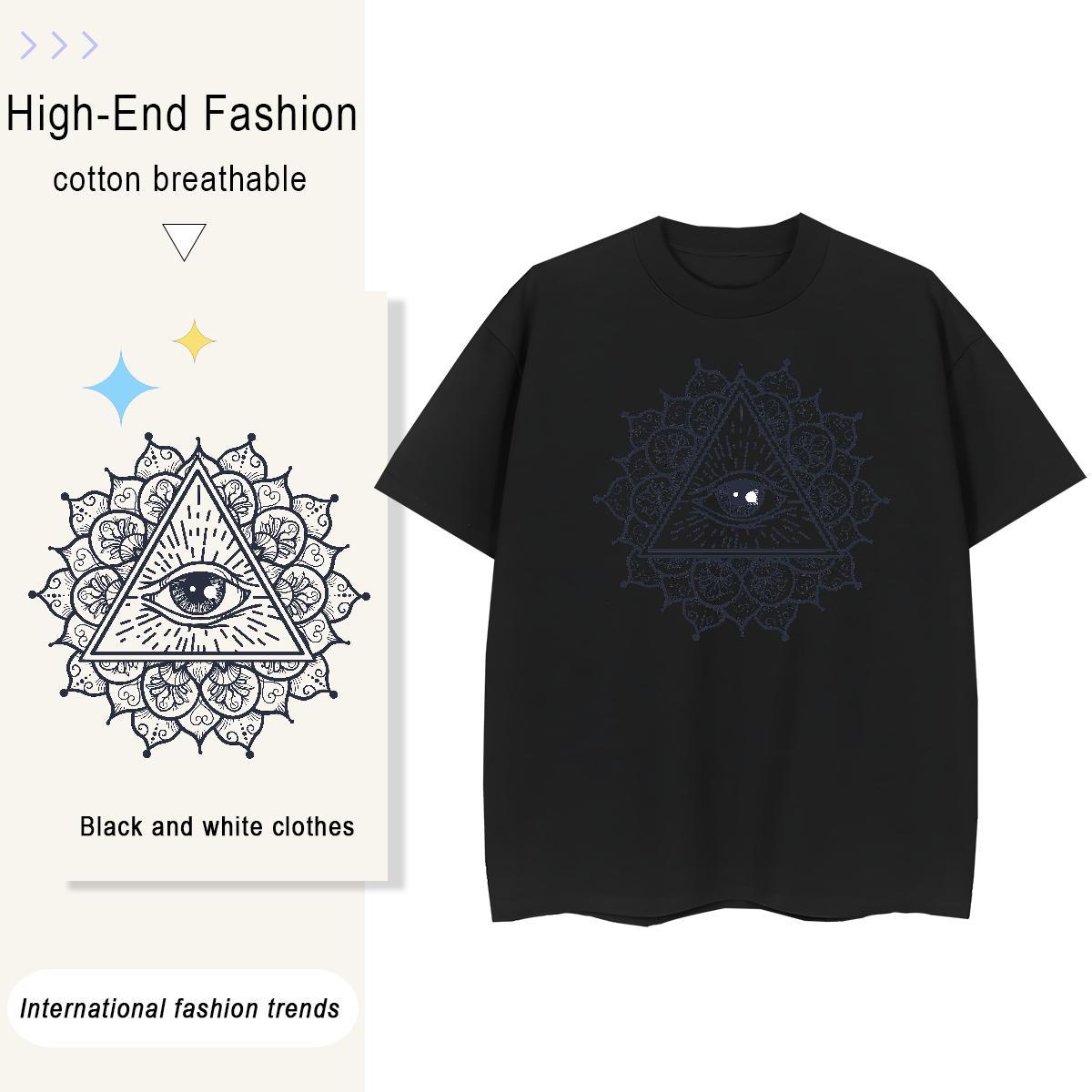 Casual New T-Shirts for Women 100% Cotton 230g Crew Neck Summer Casual eye of the devil Tshirt for Man Woman Female Anime Print Top Tees