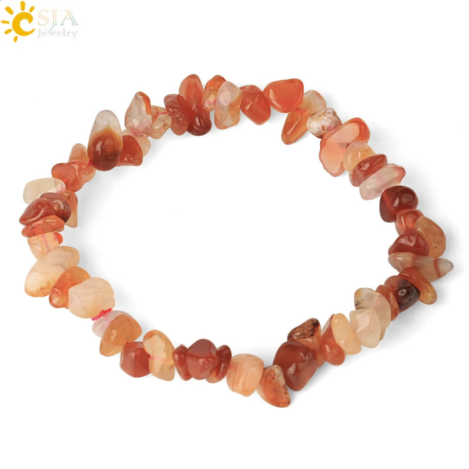 CSJA Irregular Chip Natural Stone Bracelet Asymmetric Bead Crystal Quartz Gravel Elastic Bracelet G365 241018