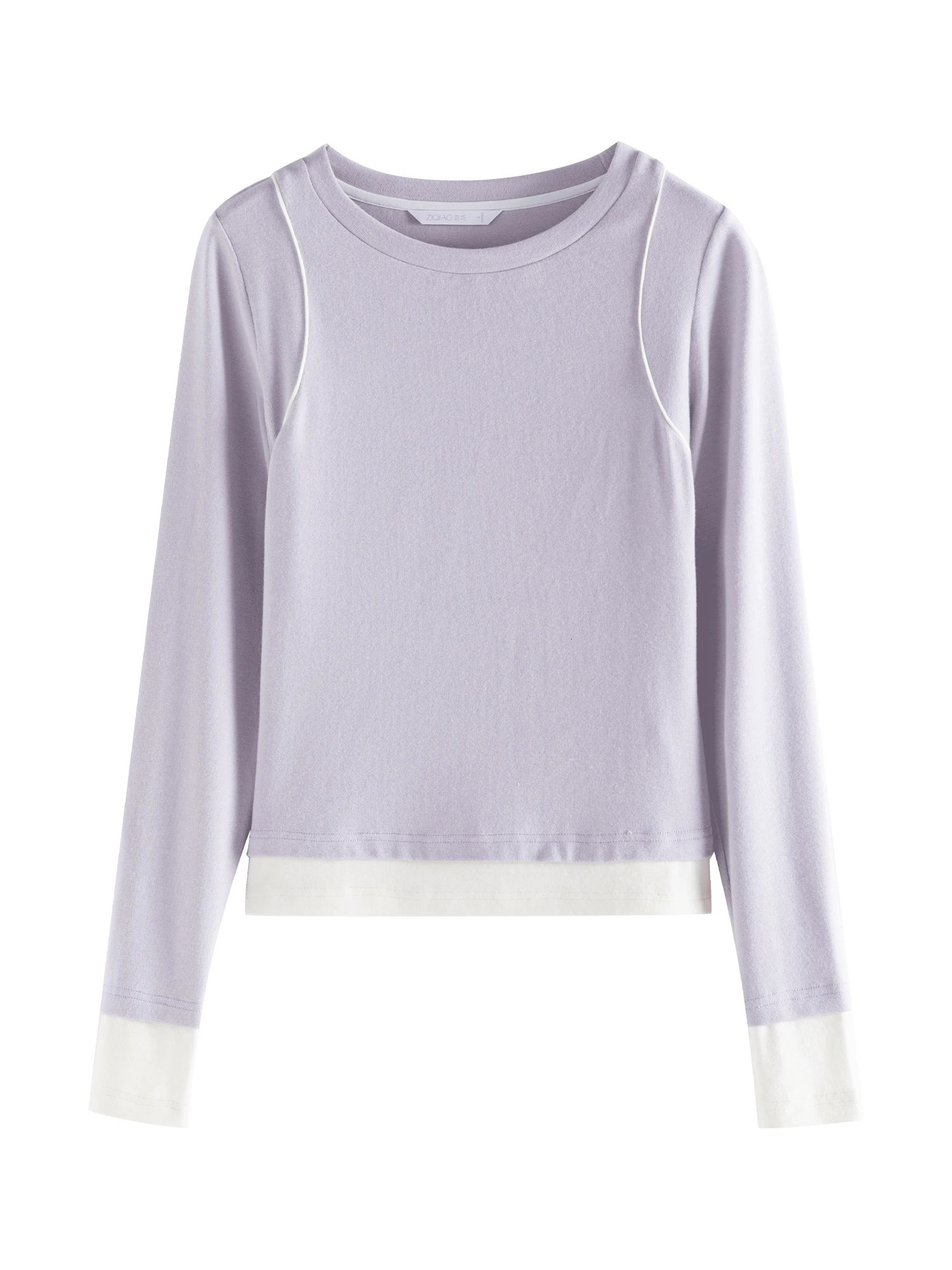 ZIQIAO Casual Versatile Tshirt Womens Long Sleeves Autumn n Round Neck Slim Fit Top For Female 24ZQ93063 241018
