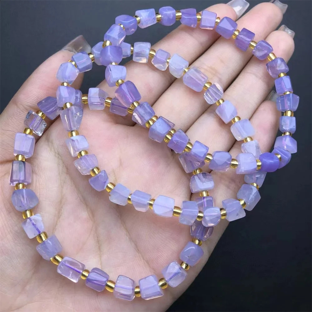 1 piece of Fengbaowu natural purple jade quartz bracelet irregular shaped beads spiritual healing stone jewelry 241018
