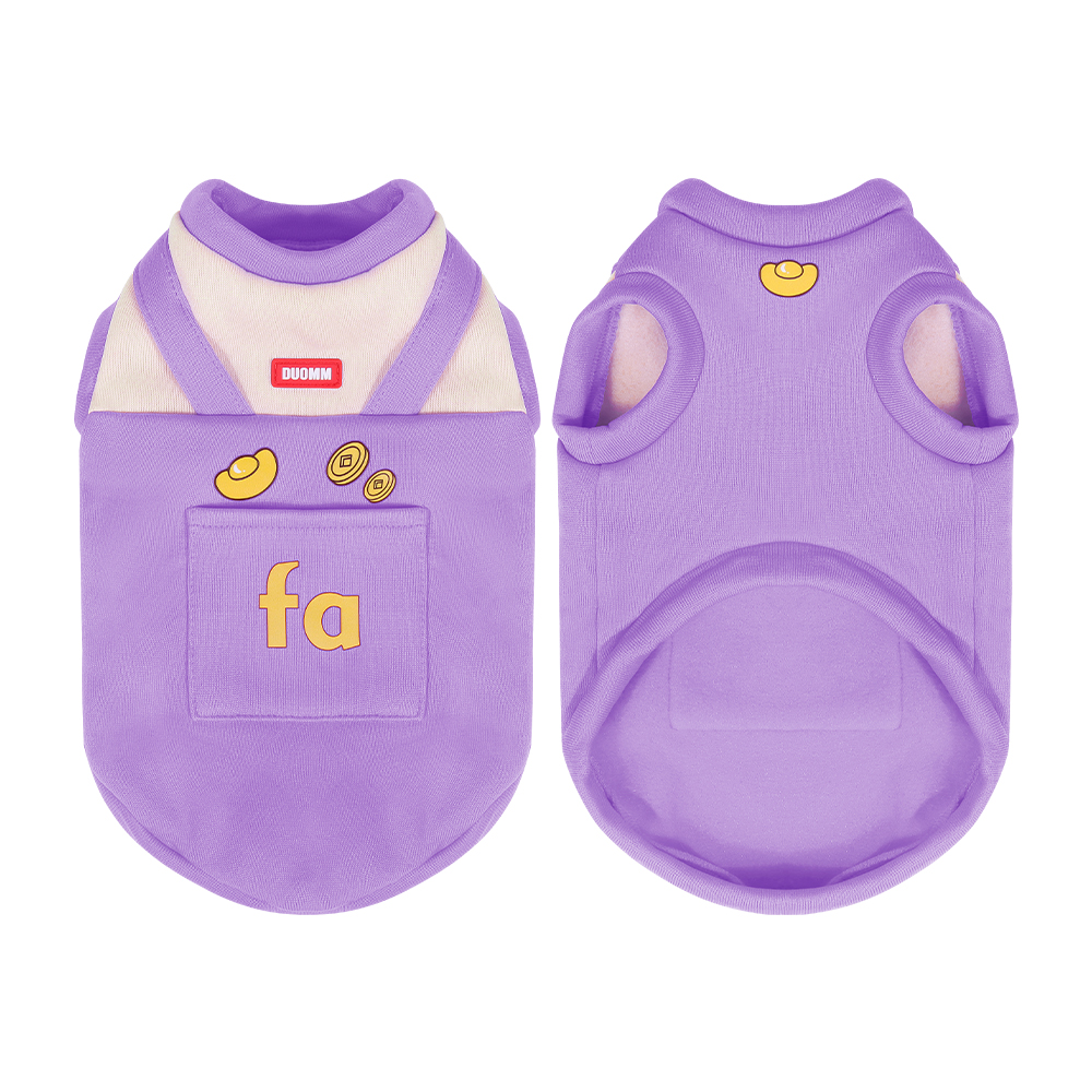 New cat clothing for autumn and winter, warm dog hoodie, fake two-piece cloth doll, short fur cartoon windproof pet vest
