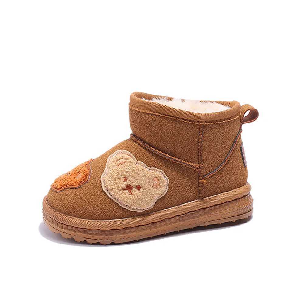 Boots Winter Plush Childrens Boots 2024 Trend Fashion Tnnager Girls Snow Boots Cute Cartoon Anti slip Boys Artificial Fur Boots H241018