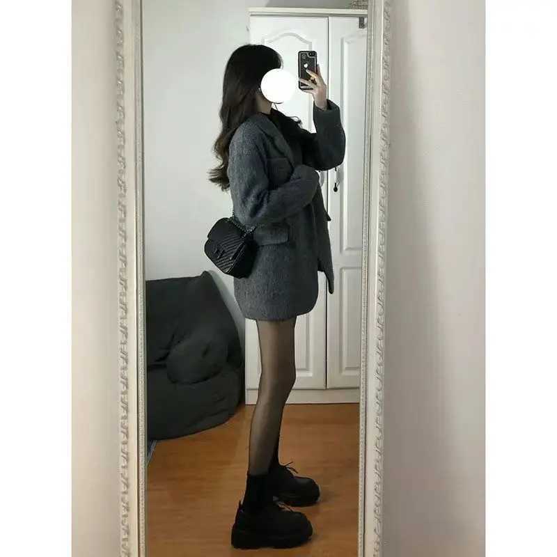 2024 Autumn/Winter New Womens Woolen Suit Coat Loose Commuter Casual Warm JacketX241009