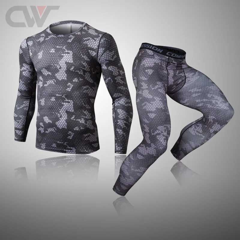 Men's Thermal Underwear Mens Thermal Underwear For Men Thermo Camouflage Clothes Long Set Tights Winter Compression Underwear Quick Dry 2Piece Se