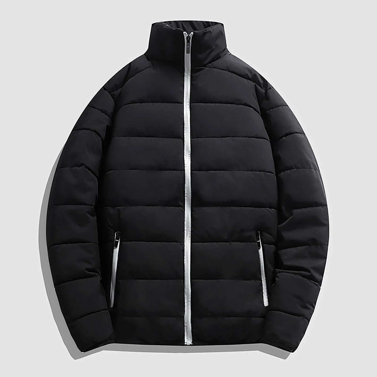 Mens Stand Color Block Cotton Coat Plus Size Winter Mens Clothing Winter Fashion New MenS Cotton Jacket LX241018