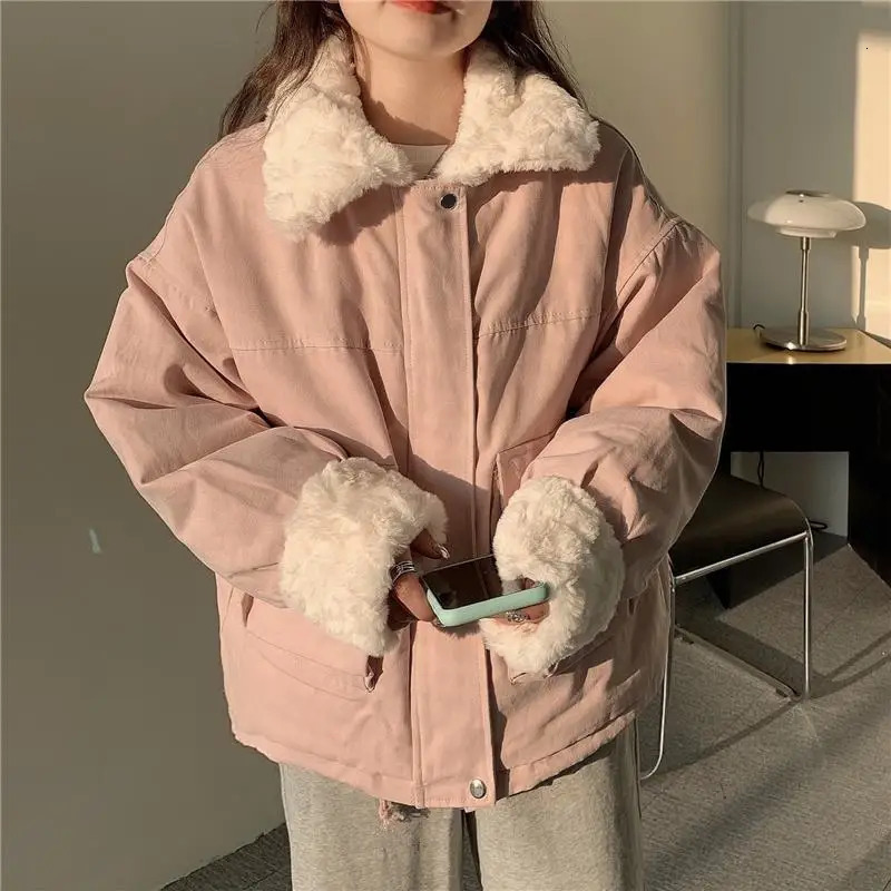 Short Style Parkas Women Warm Thick Sweet Cute Harajuku Coats Korean Fashion Girlish College Stylish Tender Winter 241018