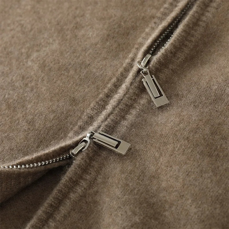 Autumn And Winter Mens Cashmere Sweater SemiHigh Collar Zipper Cardigan Sports Casual Color Matching Knitted Wool Coat 241018