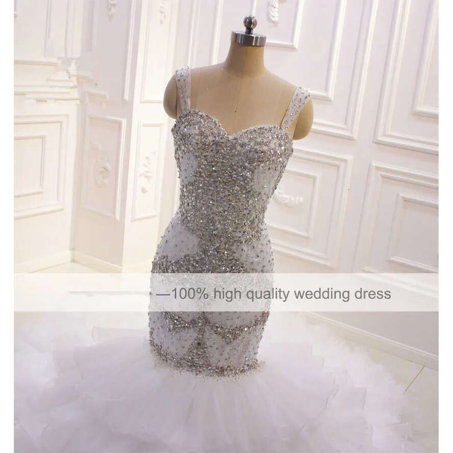 Wedding Dresses Mermaid Beading Sexy Spaghetti Neck Tiered Skirts Bridal Gowns Plus Size Robe De Soiree
