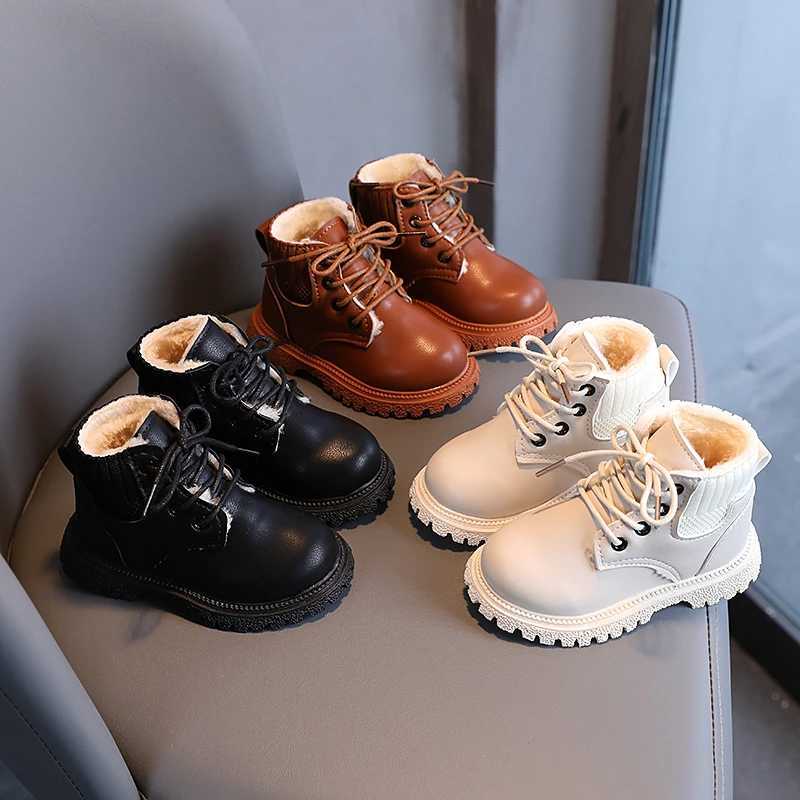 Boots Autumn and WinterToddlers Girls Shoes Kids Warm Plush Thick Cotton Boys and Girls Snow Boots Little Children Fashion Short Boots H241018