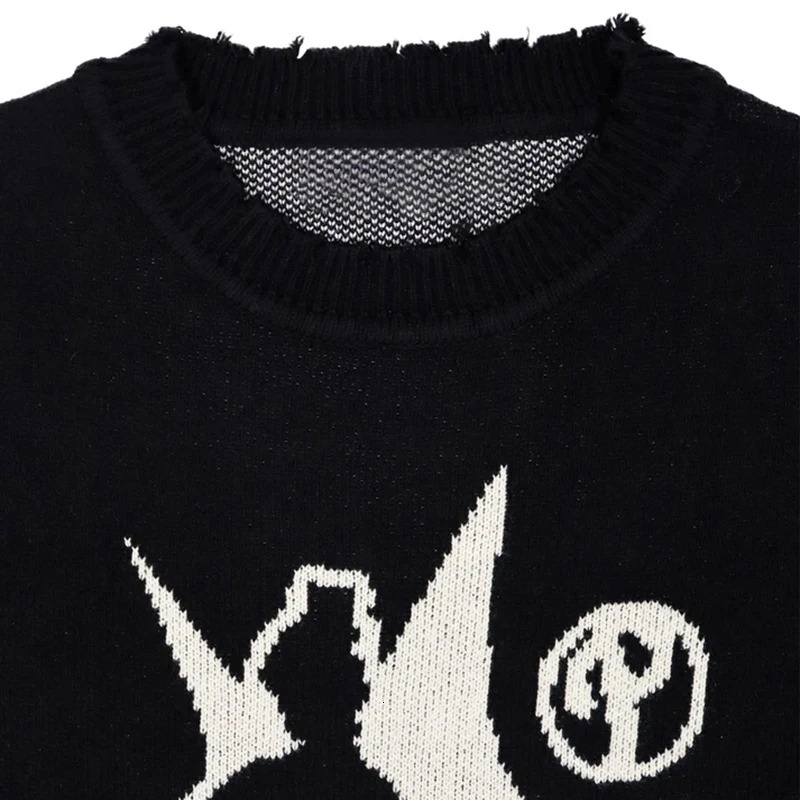 Mens Winter Sweater Pullovers Knit Long Sleeve Tops Hip Hop Korean Fashion Harajuku Jumper Gorhic Coat Y2k Streetwear Clothing 241018