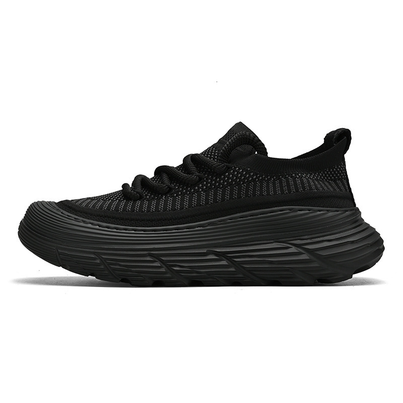 Men's breathable mesh coconut summer trend, one legged lazy fly woven shoes, versatile thick soled running and leisure shoes