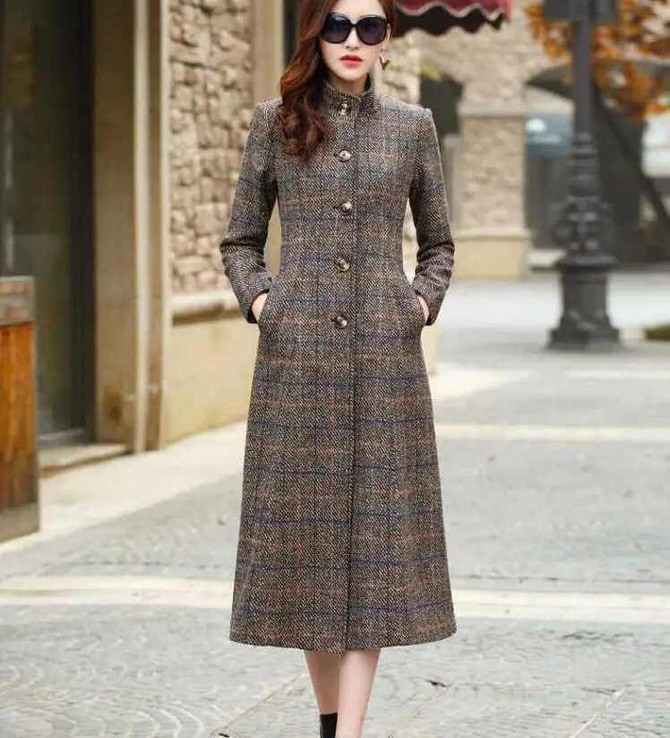 3XL chaqueta mujer long woolen coat autumn winter elegant office coat blend winter long wool coat casaco feminina Womens parkaX241009